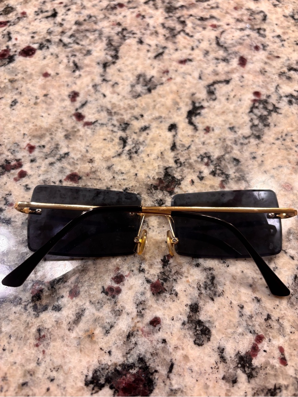 Gold Rim Rimless Rectangle Sunglasses - Picture 2 of 2
